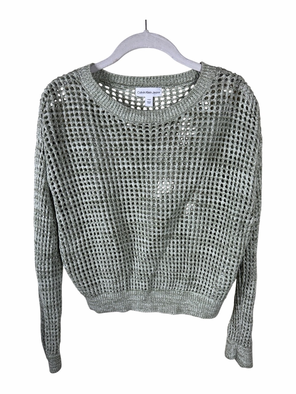 Calvin Klein Jeans Sage Open-Weave Crewneck Sweater